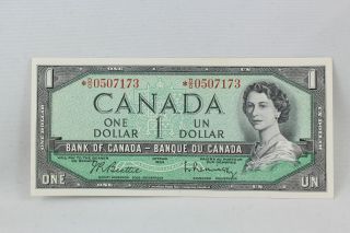 1954 Canada Replacement $1 Bank Note Beattie Raminsky Signatures Do Prefix