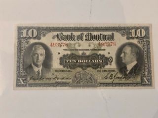 1935 The Bank Of Monteal $10 Dollar Bank Note 493378