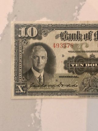 1935 The Bank of Monteal $10 Dollar Bank Note 493378 2