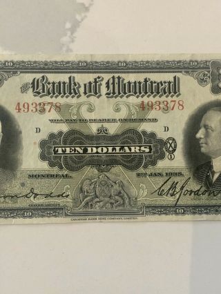 1935 The Bank of Monteal $10 Dollar Bank Note 493378 3