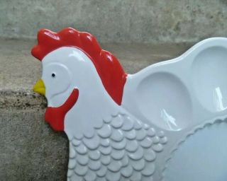 Teleflora Ceramic Hand Painted Chicken Deviled Egg Tray Platter Plate 2