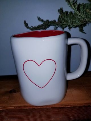 Rae Dunn Ll Double Sided Valentine’s Day Red Heart Mug Red Inside