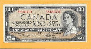 1954 Canadian 100 Dollar Bill Bj8181321