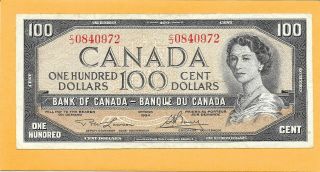 1954 Canadian 100 Dollar Bill C/j0840972