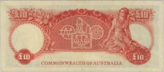 Australia 10 Pounds Currency Banknote 1954 PMG 35 Choice VF 3