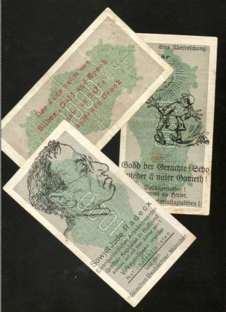 Germany - Set Of 3 Anti Semitic Overprints On 1000 Reichsmark 1922