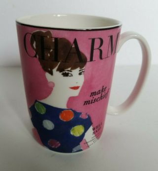 Kate Spade York Lenox Charm Make Mischief Porcelain Coffee Tea Mug Cup Pink