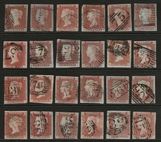 1841 Sg8 1d Red Brown (shades) 1844 Cancels Unplated Selection 3