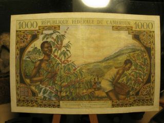1962 Cameroun 1000 Francs Banknote 2
