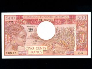 Congo:p - 2d,  500 Francs,  1983 Woman Unc