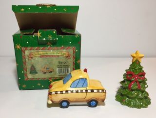 Sango Christmas Time In The City Taxi Cab And Tree Figurine Salt Pepper Set Nyc