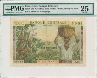 Banque Centrale Cameroun 1000 Francs Nd (1962) Pmg 25