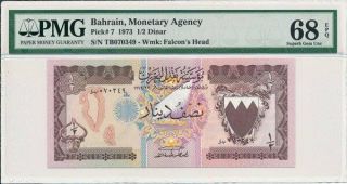 Monetary Agency Bahrain 1/2 Dinar 1973 Falcon 