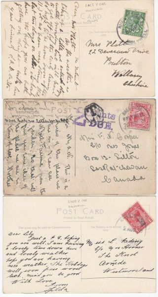 1917/24 3 X Rhes Y Cae Holywell Flintshire Rubber Postmarks On Local Ppcs Wales