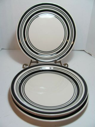 Royal Norfolk Stoneware Black Stripes Set Of 4 Dinner Plates