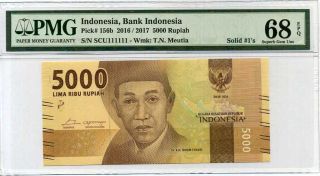 Indonesia 5000 5,  000 Rupiah 2016/17 P 156 Solid 111111 Gem Unc Pmg 68 Epq