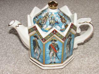 Sadler England Ceramic Teapot Battle Of Trafalgar 1805 Vice Admiral Lord Nelson