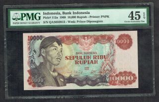 Indonesia 10000 Rupiah 1968 Xf General Sudirman Pmg Tin Mining In Bangla P112