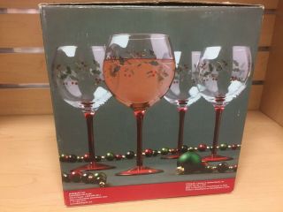 Pfaltzgraff Winterberry Set Of 4 Wine Goblets Etched And Painted - Wine Glasses