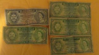 $10,  $1,  $1,  $1,  $1 Dollars The Government Of British Honduras Belize