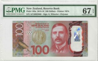 2015 - 16 Zealand 100 Dollars P - 195a Pmg 67 Epq Gem Unc