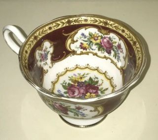 Royal Albert Bone China Lady Hamilton Red Gold Floral Pattern Tea Cup 3.  75” Wide