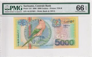 2000 Suriname 5000 Gulden P - 152 Pmg 66 Epq Gem Unc