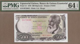 Equatorial Guinea: 500 Bipkwele Banknote,  (unc Pmg64),  P - 15,  03.  08.  1979,