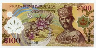 Brunei 100 Ringgit 2008 Pick 29.  B Unc Unc Uncirculated Banknote