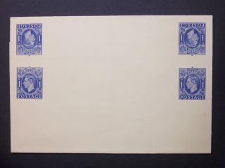 Gb Postal Stationery Sto Kgvi 1d Blue Tete - Beche Pairs X2 Folded Wrapper