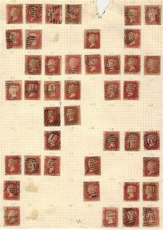 Gb Qv 1858 - 1879 Album Page Of Unchecked 1d Red Plate Number Sg 43/44 Stamps 4