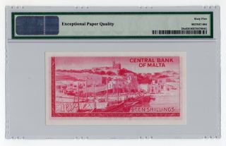 10/ - Shillings 1967 Pick 28a Malta,  Central Bank PMG 65 EPQ Gem Uncirculated 2
