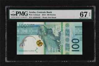 2019 Aruba Central Bank 100 Florins Pick Unlisted Pmg 67 Epq Gem Unc