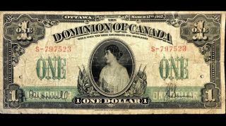 1917 Dominion Of Canada 1$ Dc - 23b