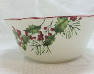 Better Homes Gardens Christmas Heritage Holly & Berry 11 Inch Serving Bowl
