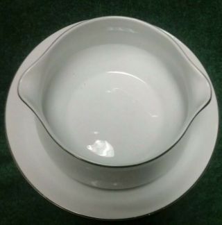Crown Victoria Lovelace China Gravy Bowl with Attached Under Plate (con) 2