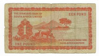 South West Africa One Pound 1953 Standard Bank.  JO - 8327 2