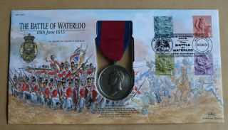 The Battle Of Waterloo 1815.  2001 Benham Waterloo Medal Cover.