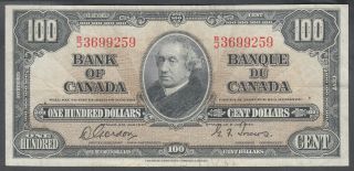 1937 Bank Of Canada 100 Dollars Bank Note Gordon