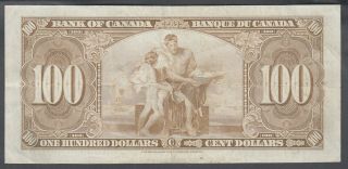 1937 BANK OF CANADA 100 DOLLARS BANK NOTE GORDON 2