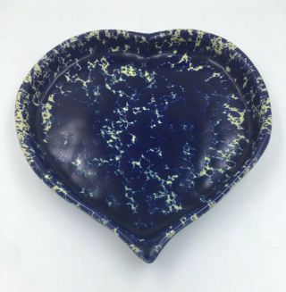 Bennington Potters David Gil Blue Agate Heart Baking Dish 1950 8 1/2 "