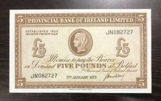 Ireland - Northern - 5 Pounds - 1972 - Provincial Bank Of Ireland Limited - Pick 246,  Unc