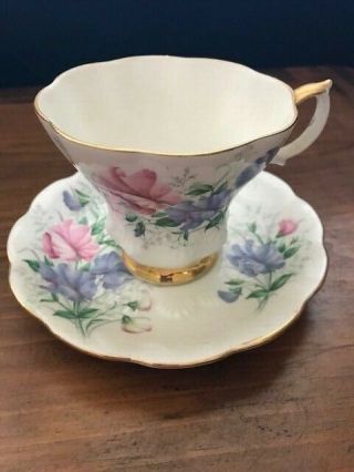 Royal Albert Friendship Sweet Pea Tea Cup And Saucer Set Bone China England