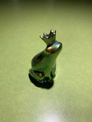 Zsolnay Hungary Iridescent Green Eosin Glaze The Frog Prince Figurine
