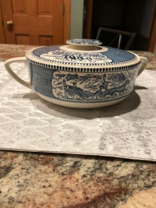 Currier And Ives Covered Casserole By Royal China