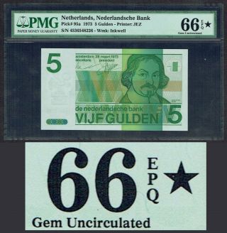 Netherlands 5 Gulden 1973 Vondel Pmg Gem Unc 66epq Star P95
