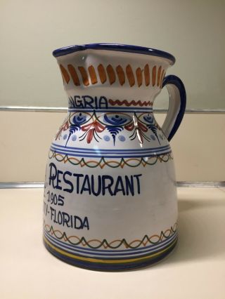 Columbia Restaurant Ceramic Sangria Pitcher - Ybor City Florida SIGNED De La Cal 2