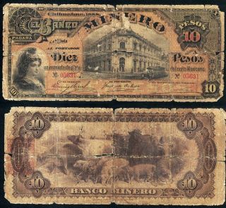 0809: M133a - Banco De Minero 10 Pesos - Chihuahua Scarce 1888 Serie A - G,