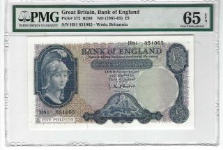 P - 372 1961 - 63 5 Pounds,  Great Britain,  Bank Of England,  Pmg 65epq Gem