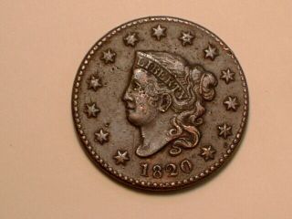 1820 Large Cent With Small Date.  Strong Vf, .